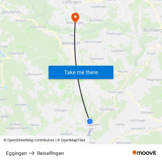 Eggingen to Reiselfingen map