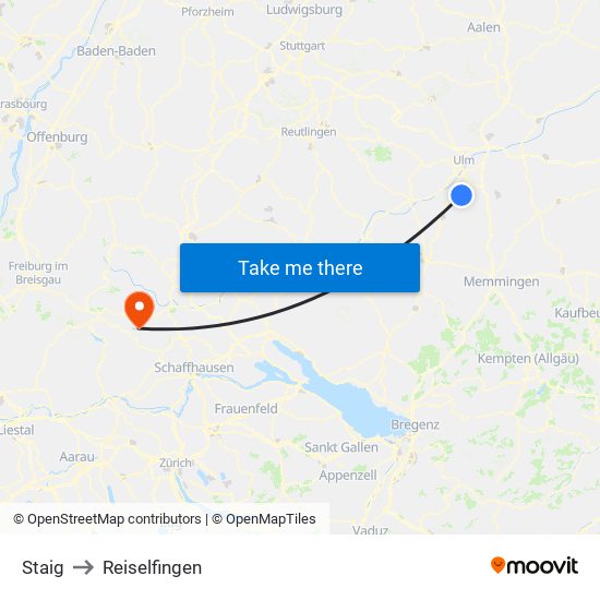 Staig to Reiselfingen map