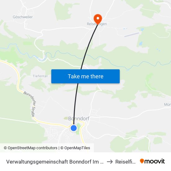 Verwaltungsgemeinschaft Bonndorf Im Schwarzwald to Reiselfingen map