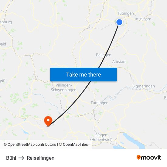 Bühl to Reiselfingen map