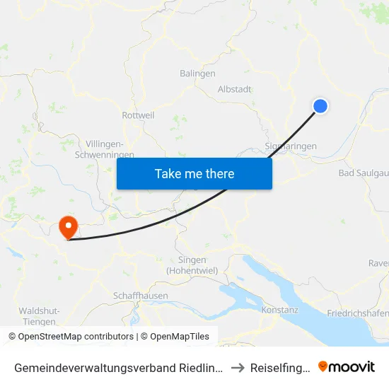 Gemeindeverwaltungsverband Riedlingen to Reiselfingen map