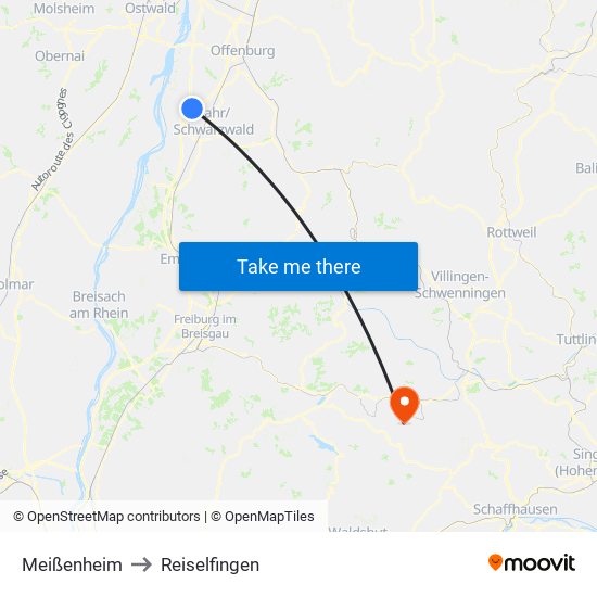 Meißenheim to Reiselfingen map