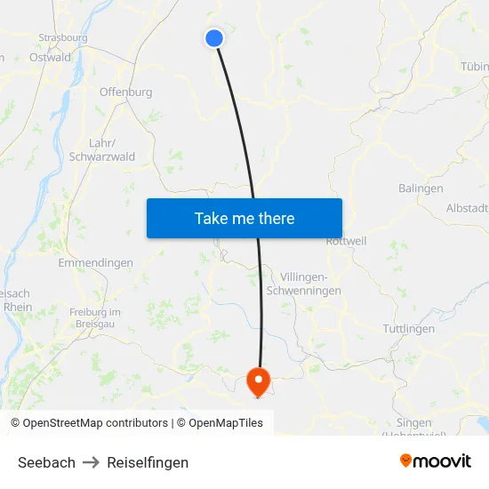 Seebach to Reiselfingen map