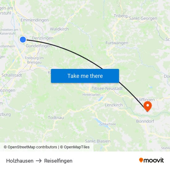 Holzhausen to Reiselfingen map