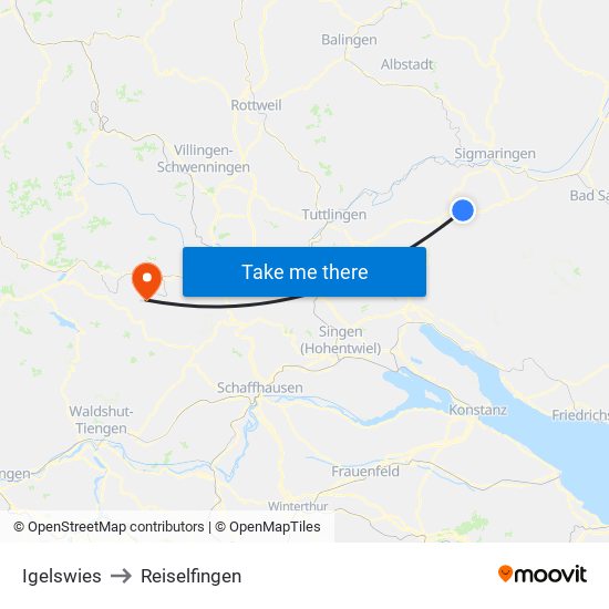 Igelswies to Reiselfingen map