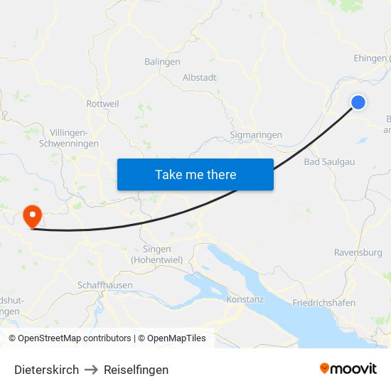 Dieterskirch to Reiselfingen map