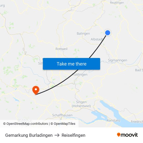 Gemarkung Burladingen to Reiselfingen map