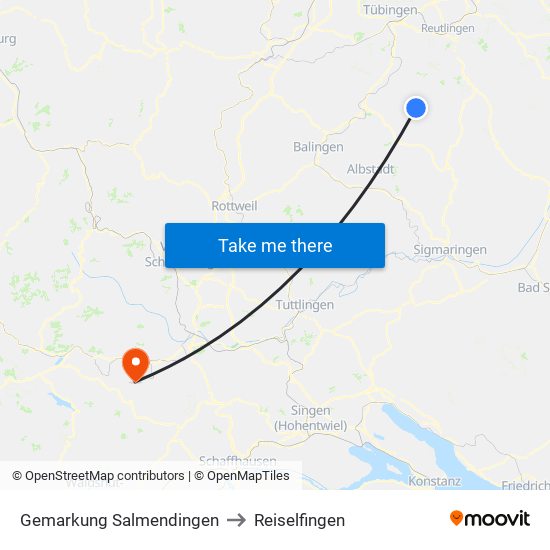 Gemarkung Salmendingen to Reiselfingen map