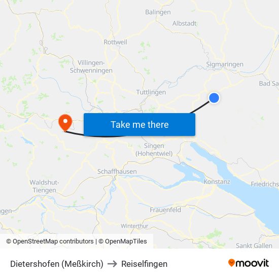 Dietershofen (Meßkirch) to Reiselfingen map