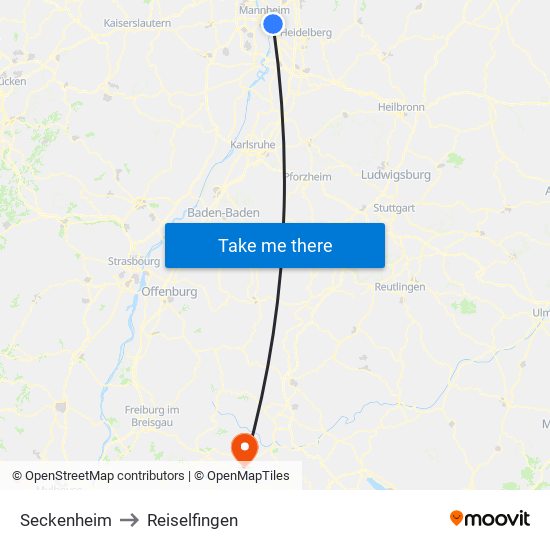 Seckenheim to Reiselfingen map