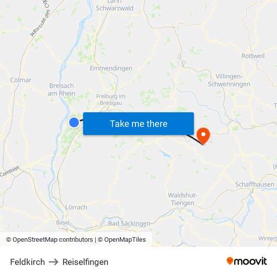 Feldkirch to Reiselfingen map