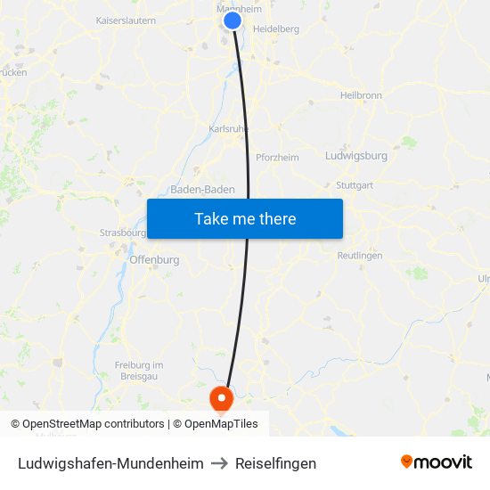 Ludwigshafen-Mundenheim to Reiselfingen map