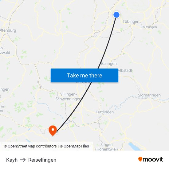 Kayh to Reiselfingen map