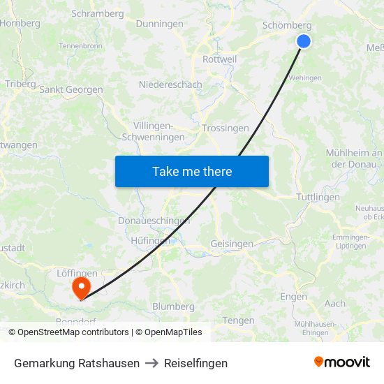 Gemarkung Ratshausen to Reiselfingen map