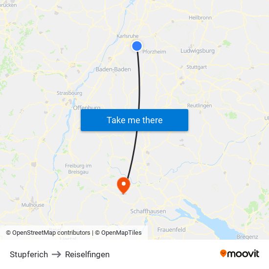 Stupferich to Reiselfingen map