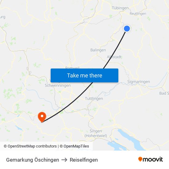 Gemarkung Öschingen to Reiselfingen map