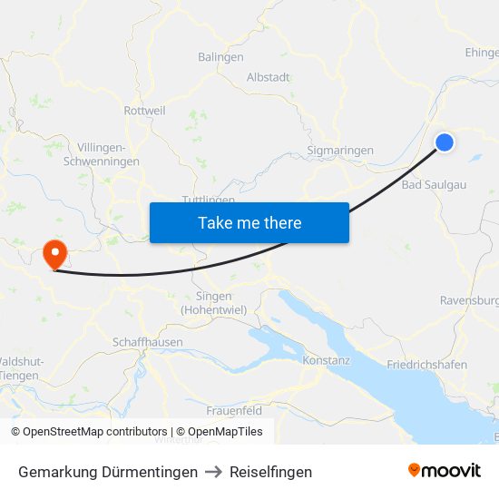 Gemarkung Dürmentingen to Reiselfingen map