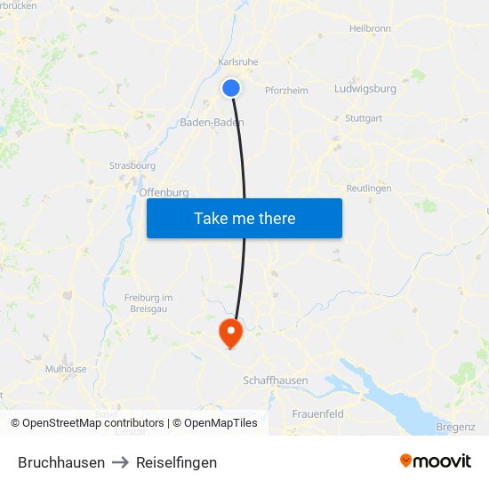 Bruchhausen to Reiselfingen map