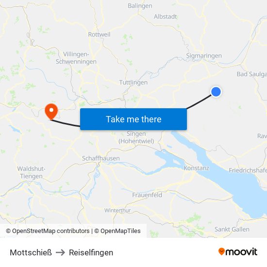 Mottschieß to Reiselfingen map