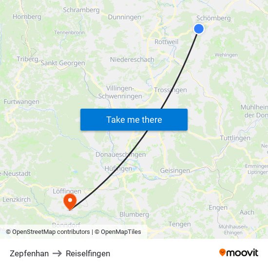 Zepfenhan to Reiselfingen map