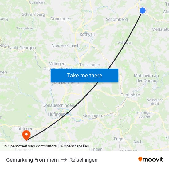 Gemarkung Frommern to Reiselfingen map