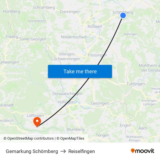 Gemarkung Schömberg to Reiselfingen map