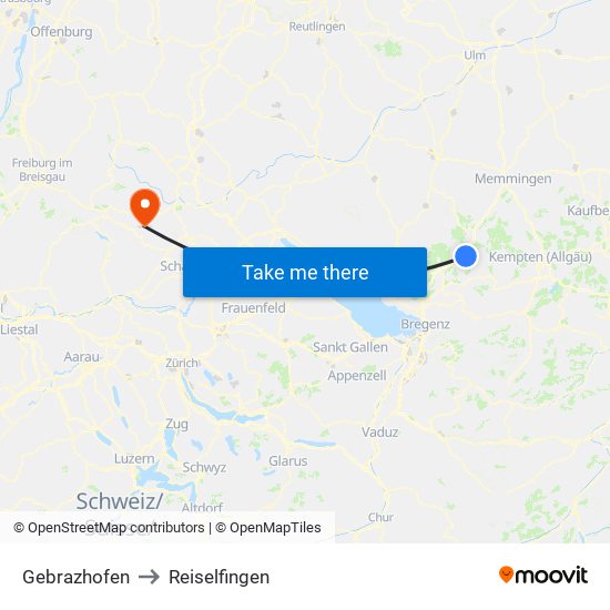 Gebrazhofen to Reiselfingen map