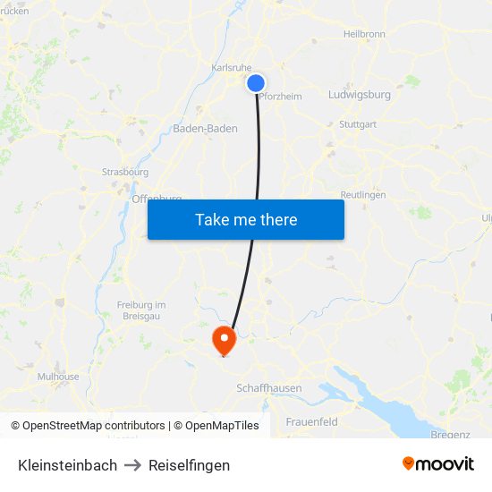 Kleinsteinbach to Reiselfingen map