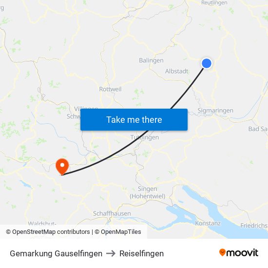 Gemarkung Gauselfingen to Reiselfingen map