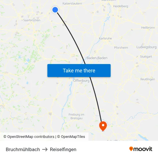 Bruchmühlbach to Reiselfingen map
