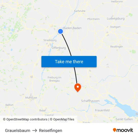 Grauelsbaum to Reiselfingen map