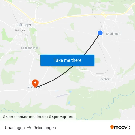 Unadingen to Reiselfingen map