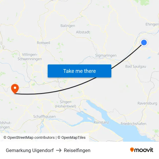Gemarkung Uigendorf to Reiselfingen map
