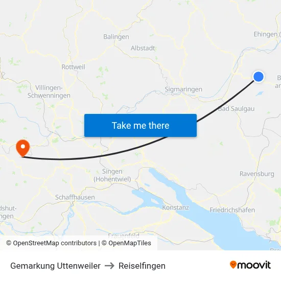 Gemarkung Uttenweiler to Reiselfingen map