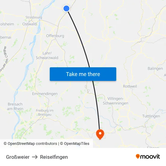 Großweier to Reiselfingen map