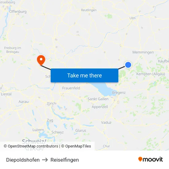 Diepoldshofen to Reiselfingen map