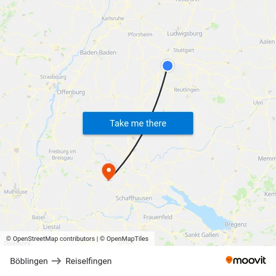 Böblingen to Reiselfingen map