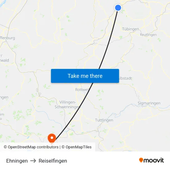 Ehningen to Reiselfingen map