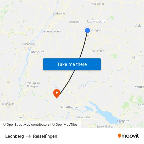 Leonberg to Reiselfingen map