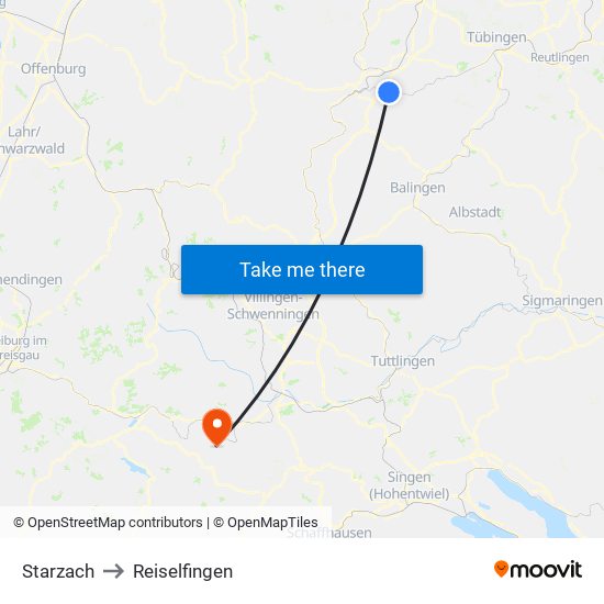 Starzach to Reiselfingen map