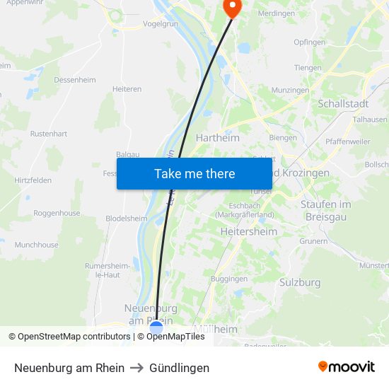 Neuenburg am Rhein to Gündlingen map