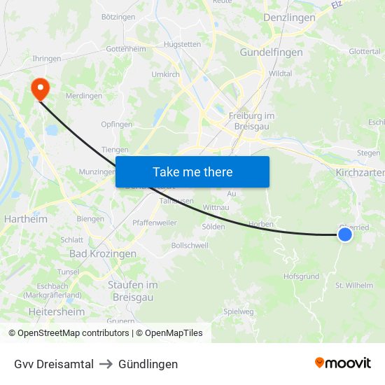 Gvv Dreisamtal to Gündlingen map