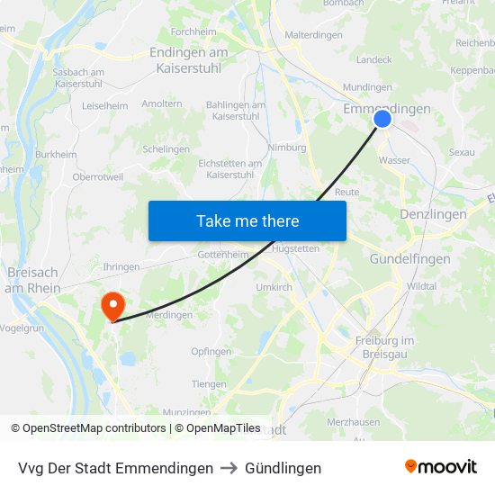 Vvg Der Stadt Emmendingen to Gündlingen map