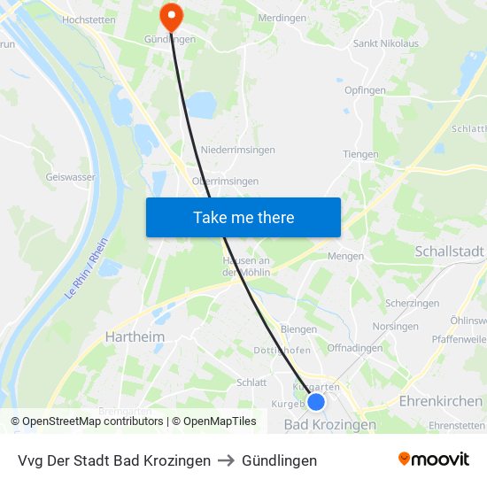 Vvg Der Stadt Bad Krozingen to Gündlingen map