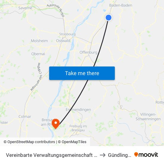 Vereinbarte Verwaltungsgemeinschaft Bühl to Gündlingen map