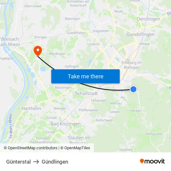 Günterstal to Gündlingen map