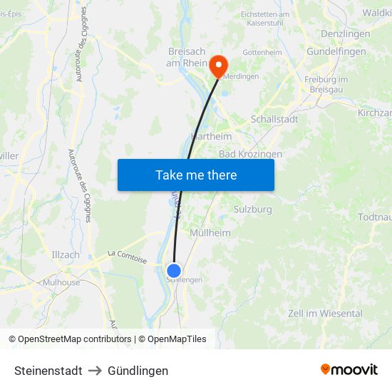 Steinenstadt to Gündlingen map