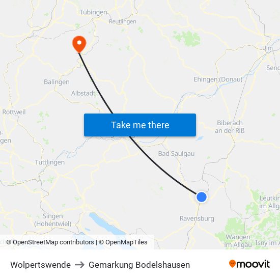 Wolpertswende to Gemarkung Bodelshausen map