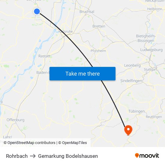 Rohrbach to Gemarkung Bodelshausen map