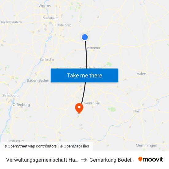 Verwaltungsgemeinschaft Haßmersheim to Gemarkung Bodelshausen map